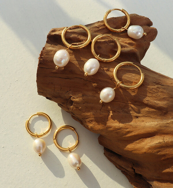 KAYA sieraden Creoles White Pearls 'Nova PÃ©rola' | Stainless Steel