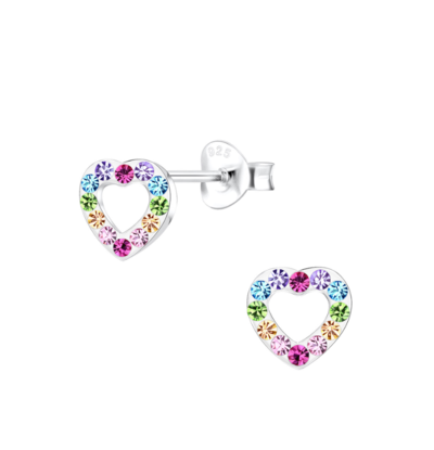 KAYA sieraden Children's Earrings Rainbow Heart with Crystals