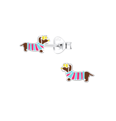 KAYA sieraden Silver children’s earrings Dachshund