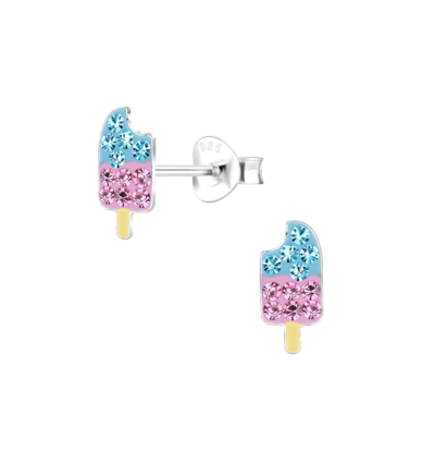 KAYA sieraden Children's earrings Pink ice cream with crystals  - Copy