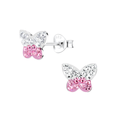 KAYA sieraden Silver earrings kids 'cute pink butterflies' - Copy