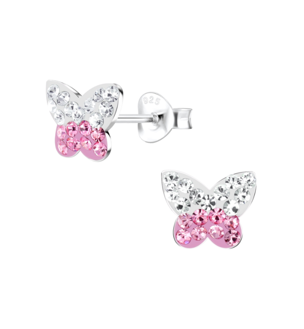 KAYA sieraden Silver children’s earrings Butterfly Crystal