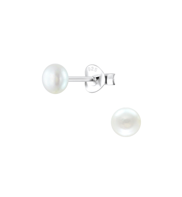 KAYA sieraden Silver children’s earrings Freshwater Pearl | White