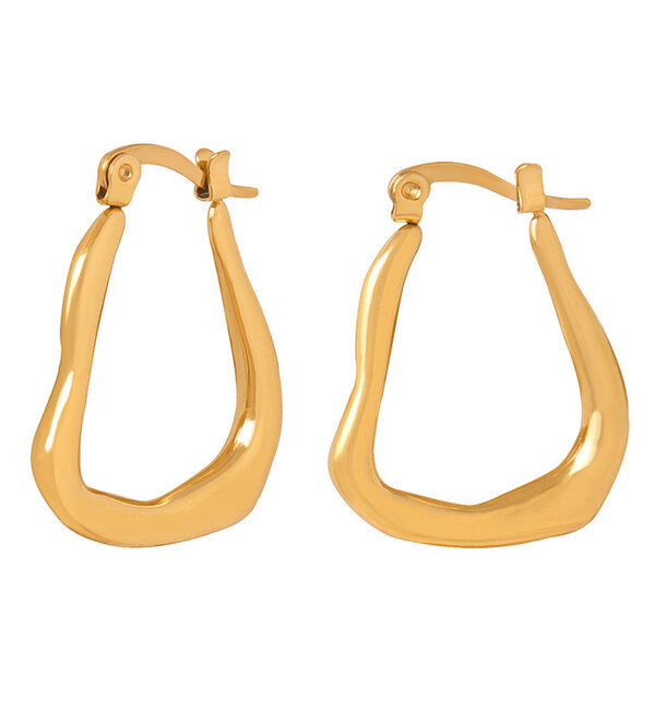 KAYA sieraden Bold organic statement earrings | Stainless Steel Gold