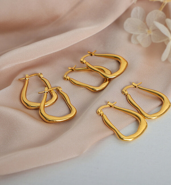 KAYA sieraden Bold organic statement earrings | Stainless Steel Gold