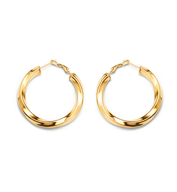 KAYA sieraden Bold twisted hoop earrings | Stainless Steel Gold