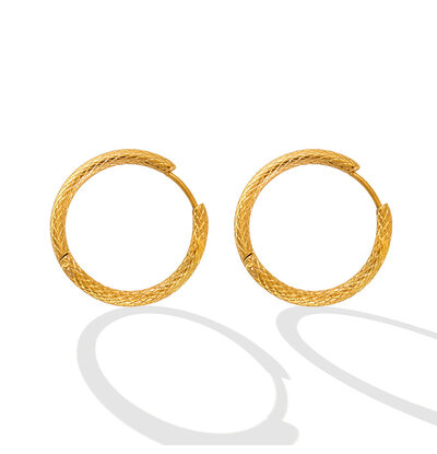 KAYA sieraden Basic textured hoop earrings | Stainless Steel Gold