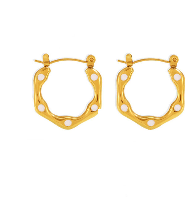 KAYA sieraden Hoop earrings with pearls | Stainless Steel Gold