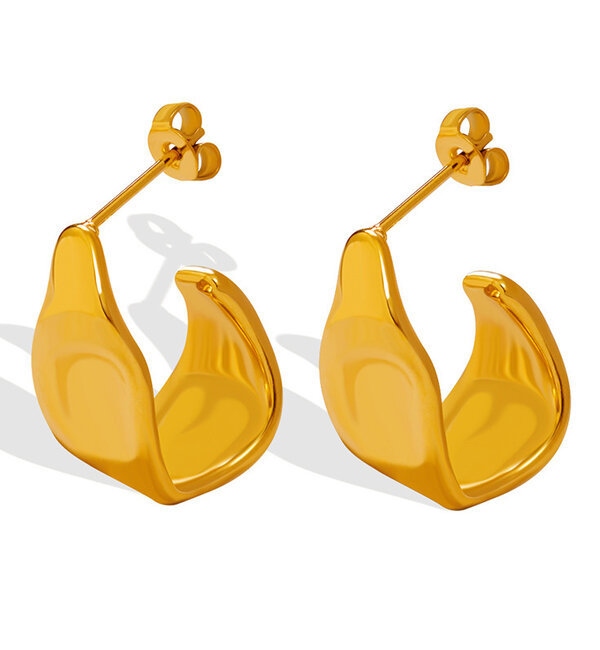 KAYA sieraden Bold open oval hoop earrings | Stainless Steel Gold