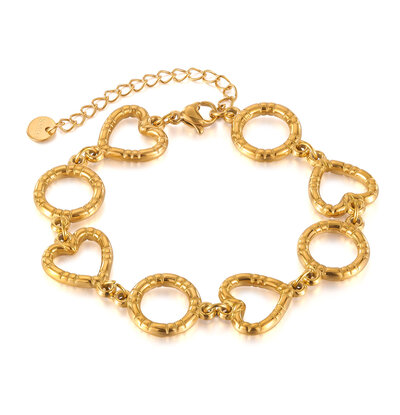 KAYA sieraden Open Hearts Bracelet | Stainless Steel Gold