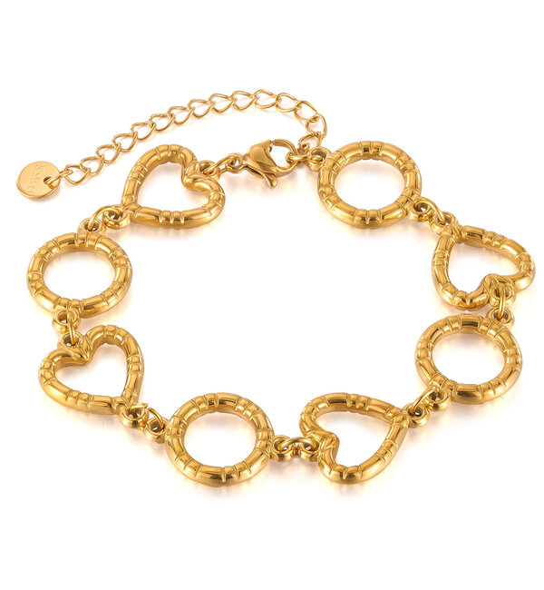 KAYA sieraden Open Hearts Bracelet | Stainless Steel Gold