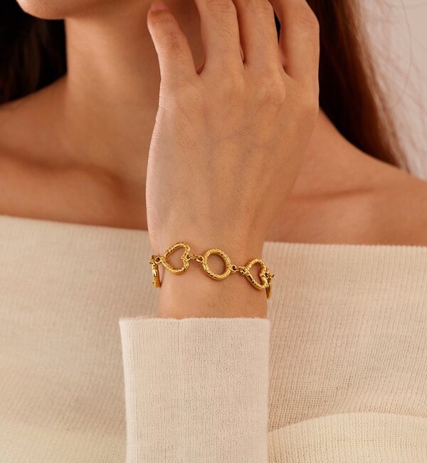KAYA sieraden Open Hearts Bracelet | Stainless Steel Gold