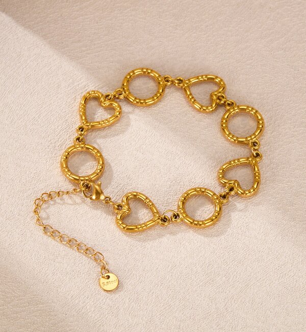 KAYA sieraden Open Hearts Bracelet | Stainless Steel Gold