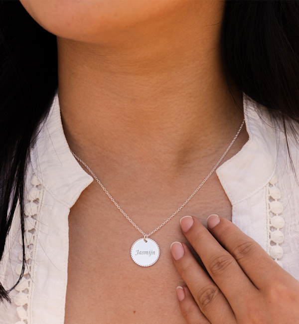 KAYA sieraden Necklace 'Beaded Disc' with Engraving