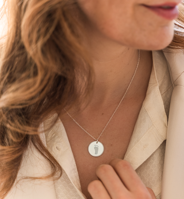 Gegraveerde sieraden Necklace with 1 footprint ‘Beaded’