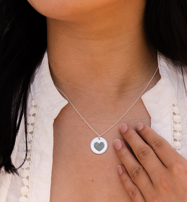Gegraveerde sieraden Necklace with 2 Fingerprints 'Beaded Heart'