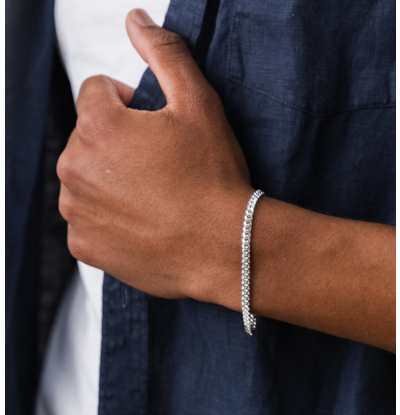 KAYA sieraden Stalen herenarmband gourmet zilver I 4 mm