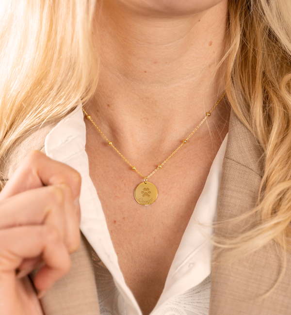 Gegraveerde sieraden Ketting met Pootafdruk en Naam