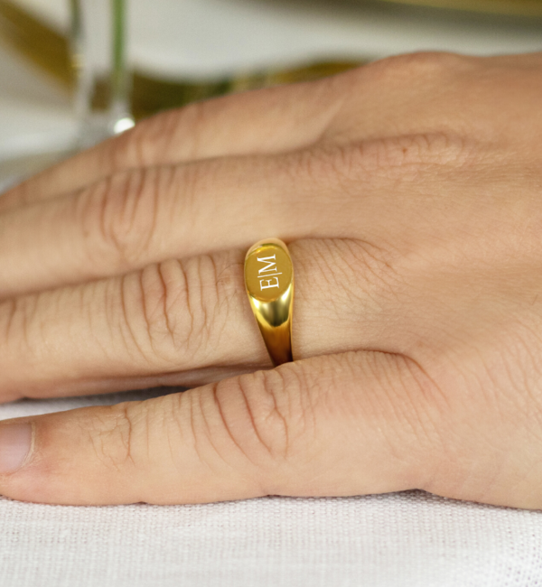 KAYA sieraden Gepersonaliseerde Zegelring Mannen met Initialen | Verguld