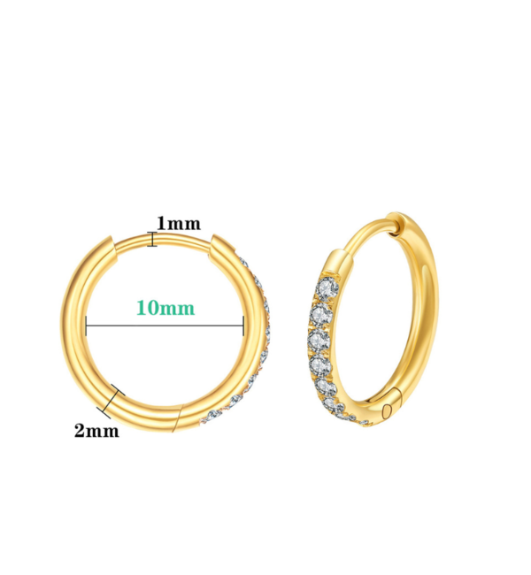 KAYA sieraden Shiny oorringen met steentjes 10mm  | Stainless Steel  Goud