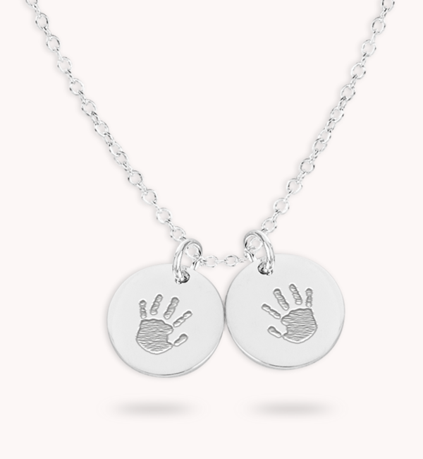 Gegraveerde sieraden Necklace with Two Charms with Handprints