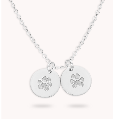 Gegraveerde sieraden Necklace with two charms with paw prints