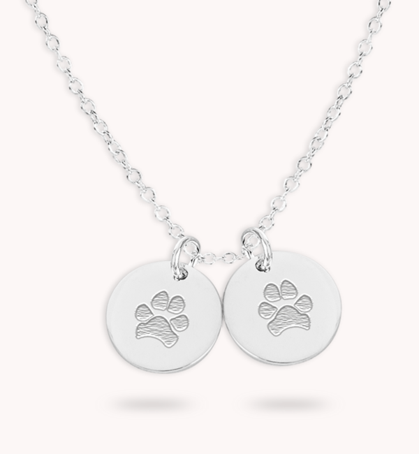 Gegraveerde sieraden Necklace with two charms with paw prints