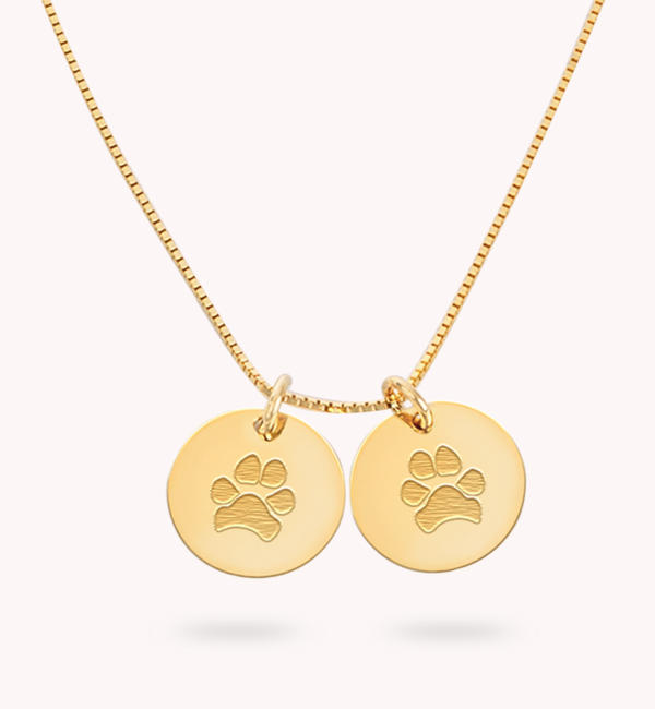 Gegraveerde sieraden Necklace with two charms with paw prints