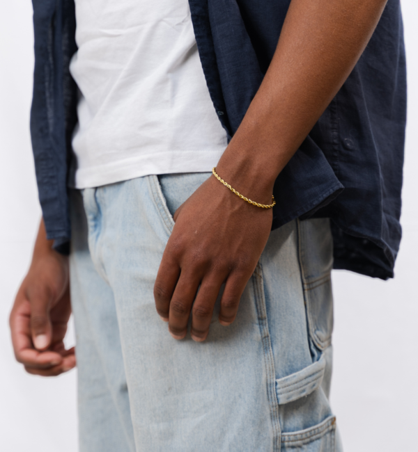 KAYA sieraden Men’s stainless steel rope bracelet gold | 3 mm