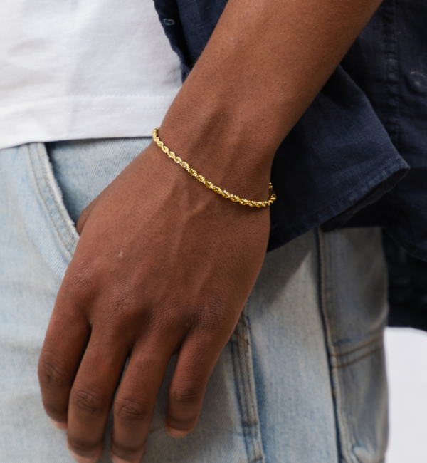 KAYA sieraden Men’s stainless steel rope bracelet gold | 3 mm