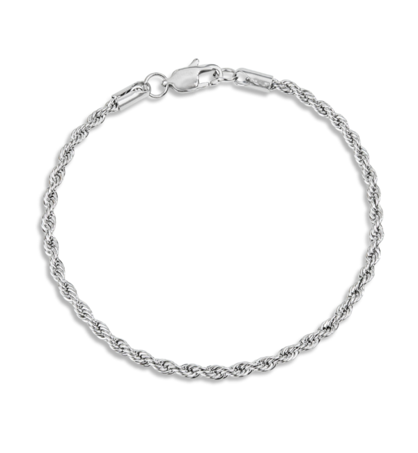 KAYA sieraden Men’s stainless steel rope bracelet silver | 3 mm