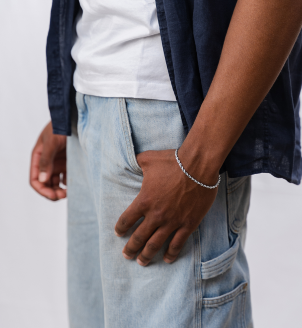 KAYA sieraden Men’s stainless steel rope bracelet silver | 3 mm