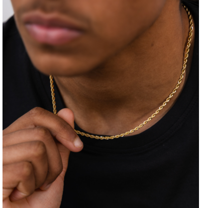 KAYA sieraden Men’s stainless steel rope necklace gold | 3 mm