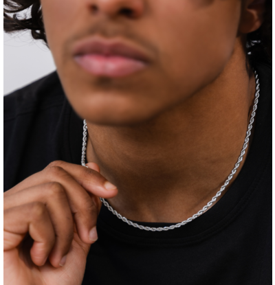 KAYA sieraden Men’s stainless steel rope necklace silver | 3 mm