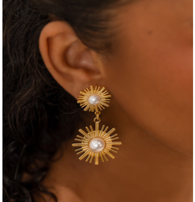 KAYA sieraden Statement earrings with pearl | Stainless Steel