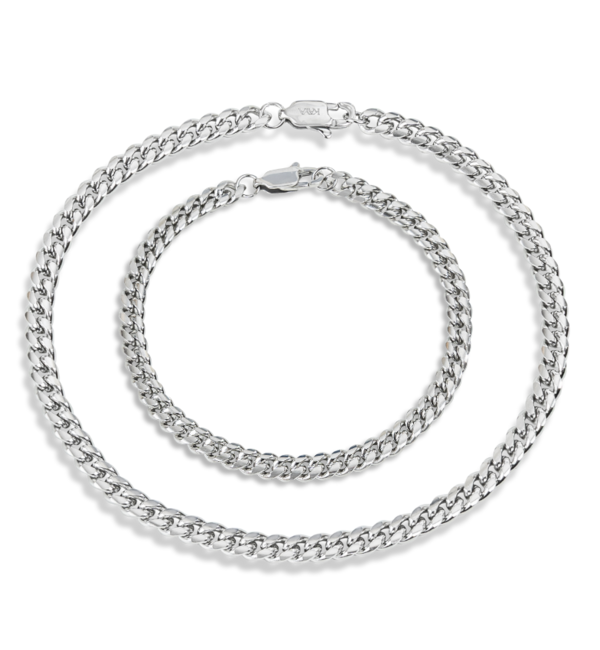 KAYA sieraden Father and Son stainless steel gourmet bracelet set silver | 4 mm