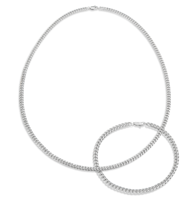 KAYA sieraden Stalen Gourmet Sieradenset Heren Zilver | 4 mm