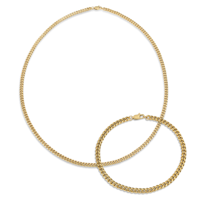 KAYA sieraden Stalen Gourmet Sieradenset Heren Goud | 4 mm