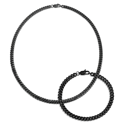 KAYA sieraden Stalen Gourmet Sieradenset Heren Zwart | 6 mm