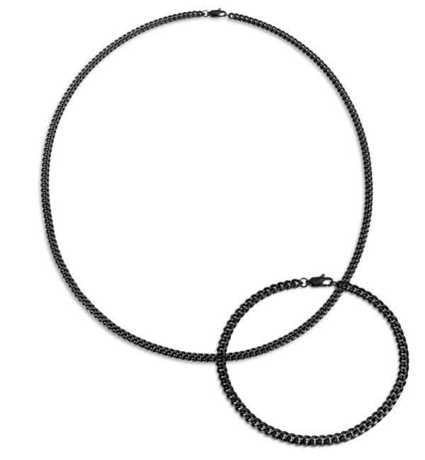 KAYA sieraden Men’s stainless steel gourmet jewelry set black | 4 mm