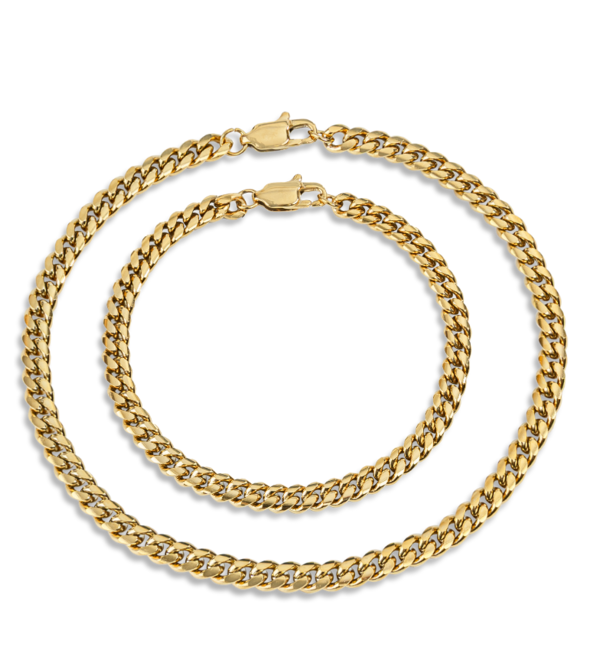 KAYA sieraden Vader en Zoon Stalen Gourmet Armbanden Set Goud | 4 mm