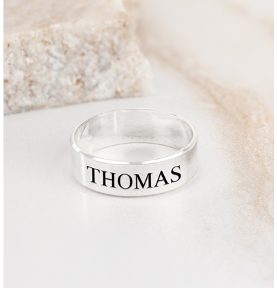 KAYA sieraden Check Tanja> Men's Ring with Engraving 5 mm | Silver
