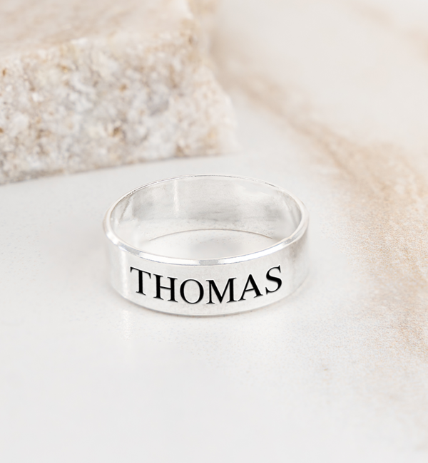 KAYA sieraden Gepersonaliseerde Heren Ring met Gravure 5 mm | Zilver