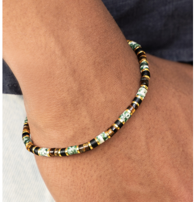 KAYA sieraden Gemstone bracelet for men | Green jade