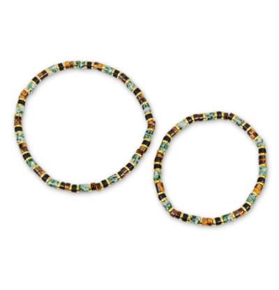 KAYA sieraden Father and son gemstone bracelet set | Green jade