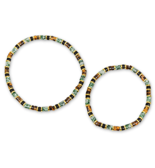 KAYA sieraden Father and son gemstone bracelet set | Green jade