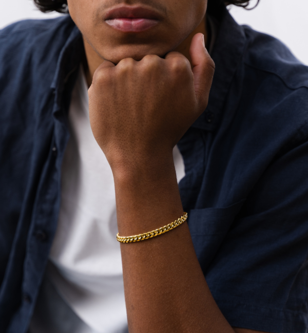 KAYA sieraden Father and Son stainless steel gourmet bracelet set gold | 4 mm