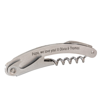 KAYA sieraden Wine Opener with Engraving | Stainless steel