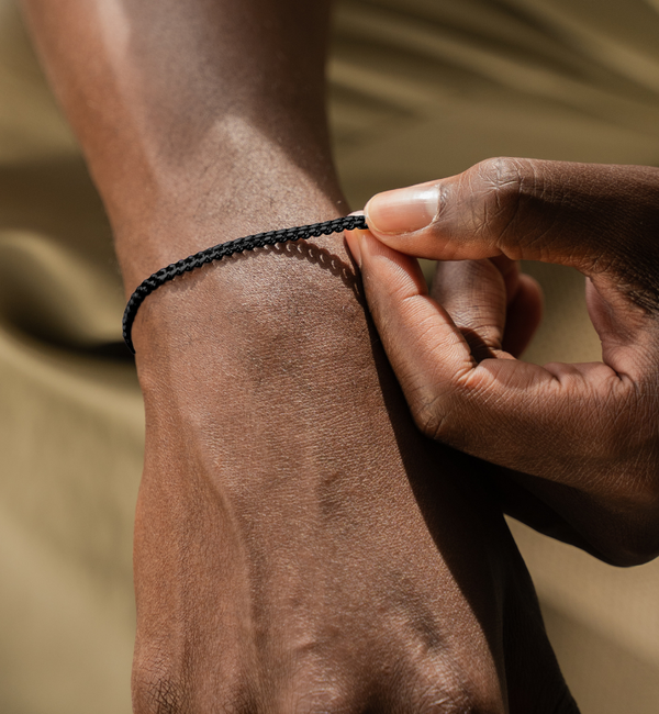 KAYA sieraden Father and Son stainless steel gourmet bracelet set black | 4 mm