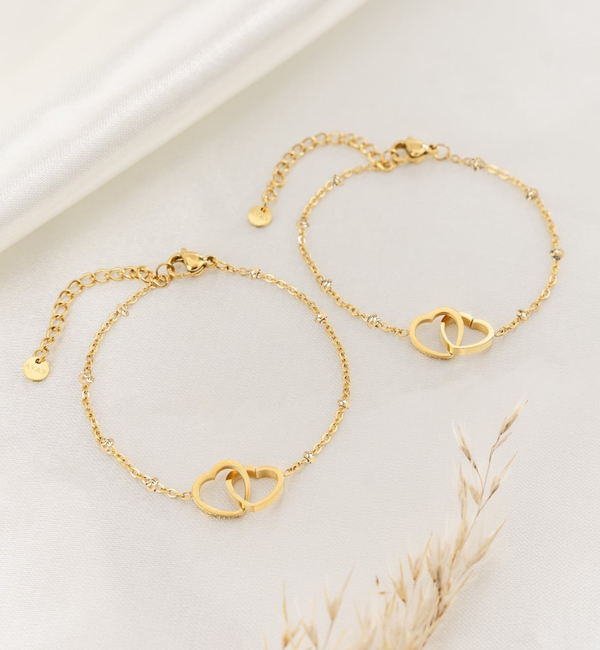 KAYA sieraden Sisters Bracelet Set Connected Heart | Stainless steel  - Copy